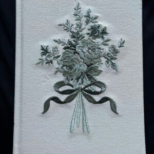 Embroidered Bouquet Linen Journal - Sage Green Floral